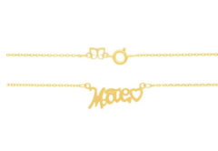 Cordão com pingente escrito mãe folheado a ouro 18k - tam.50 531545