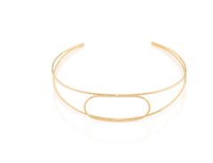 Choker aro duplo com detalhe oval vazado ao centro folheado a ouro 18k - tam.12 532015