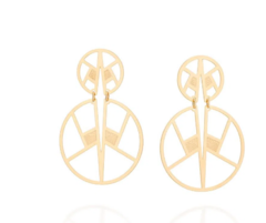 Brinco peças redondas geometrico folheado a ouro 18k- tam.único 526027