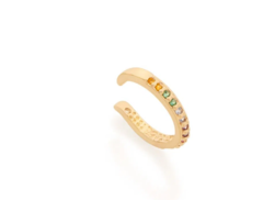 Brinco piercing de pressão folheado a ouro com zircônias - tam.único 526517