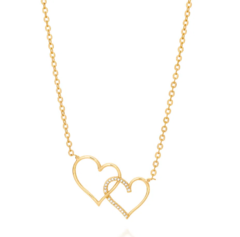 Gargantilha Corações Entrelaçados Folheada a Ouro 18k com 50 cm ajustável a 45cm 532113 - comprar online
