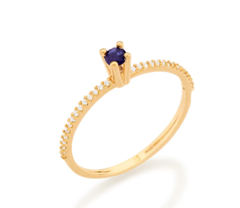 Anel solitário com zircônias folheado a ouro 18k 512902