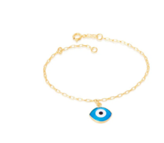 Pulseira com berloque olho grego folheada a ouro 18k - tam.19 551105