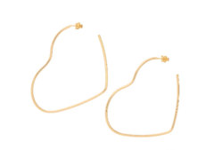 Maxi brinco meia argola coração folheado a ouro 18k Cód. 526498