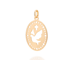 Medalha oval espírito santo folheada a ouro 18k Cód. 542218