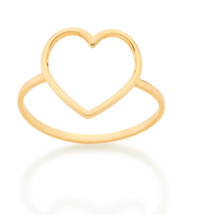 Anel com coração folheado a ouro 18k 512981