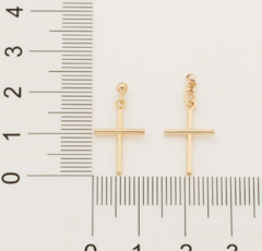 Brinco cruz com muito estilo folheado a ouro18k 526464 na internet