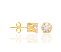 Brinco solitário folheado a ouro 18k com zircônias 525456 na internet