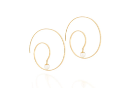 Brinco folheado a ouro meia argola com pérolas sintéticas - tam.único 526060