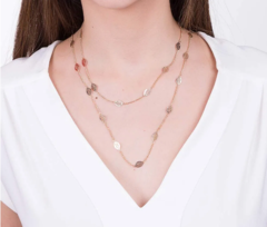 Gargantilha dupla folheada a ouro 18k formada por folhas 531123