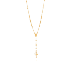 Terço sagrado coração de maria folheado a ouro 18k 532073 - comprar online