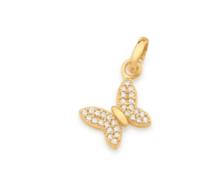 Pingente borboleta folheado a ouro 18K com zircônias - tam.único 542340