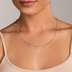 Gargantilha com zircônias gota folheada a ouro 18k - tam.42 532087 - comprar online