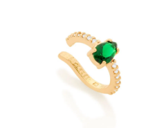 Brinco piercing de pressão folheado a ouro com cristal e zircônias - tam.único 526340