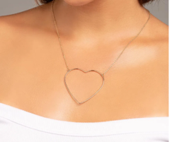 Maxi colar coração folheado a ouro 18k medindo 50 cm ajustável a 45 cm 532069 - comprar online
