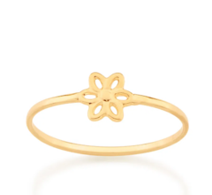 Anel skinny ring flor folheado a ouro 18k 512881