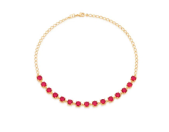 Choker folheada a ouro 18k com cristais redondos - tam.36 532045