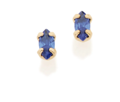 Brinco solitário cor azul realeza folheado a ouro 18k Cód. 526333