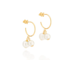 Brinco meia argola folheado a ouro com pérolas - tam.único 526469