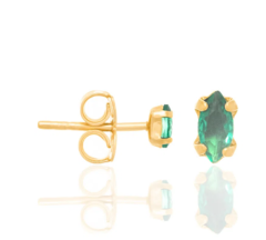 Brinco solitário cor verde Esmeralda folheado a ouro 18k Cód. 526326 - comprar online