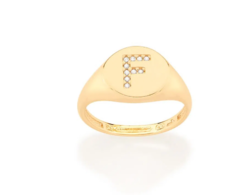 Anel dedo mindinho letra folheado a ouro 18K letra F 512964