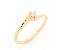 Anel solitário folheado a ouro 18k com zircônia 510516