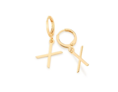 Brinco argola com letras folheado a ouro18k letra X 526614