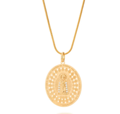 Pingente medalha oval nossa senhora de Fátima folheado a Ouro 18k 542374 na internet