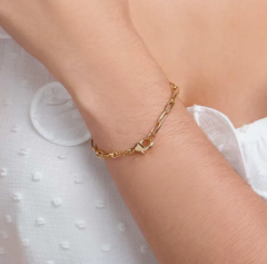 Pulseira elos retangulares folheada a ouro 18k - tam. 19 551708 - comprar online