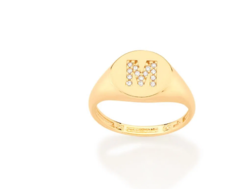 Anel dedo mindinho letra folheado a ouro 18K letra M 512964