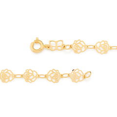 Pulseira Infantil Rosas Vazadas 14 Cm Rommanel Folheada a Ouro 18k 551138 - comprar online