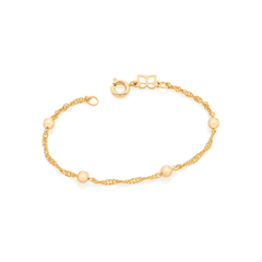 Pulseira infantil para recém nascidos folheada a ouro18k com bolas 551392
