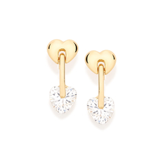 Brinco Rommanel Folheado Ouro 18k Coração Pedra Lindo 520922