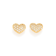 Brinco Rommanel Coração Cravejado 60 Zirconia Hipoalergênico 523989