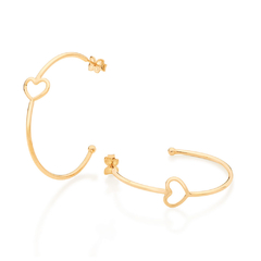 Brinco meia argola com Coração Super Leve folheado a ouro 18k 526409 - ELLEN CARVAHO DOS SANTOS