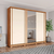 ROUPEIRO FAZANO 3 PORTAS DESLIZANTES COM ESPELHO HENN NATURE / OFF WHITE