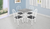 CONJUNTO DE MESA DE COZINHA QUADRADA NAPOLI 0,70 X 0,70M QUALITY BRANCO LISO COM TAMPO GRANITO OCRE E 4 CADEIRAS POP TECIDO FLORAL PRETO