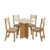 CONJUNTO MESA TALITA COM 4 CADEIRAS INDEKES FREIJO / OFF WHITE TECIDO LINHO - Vitoria Moveis e Colchoes