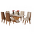 MESA SALA AURORA (TAMPO CHANFRADO E CADEIRA DE MADEIRA) 1800x900MM COM 6 CADEIRAS TOPAZIO VIERO TAMPO OFF WHITE MEL / BLOND LINHO BRONZE / DURANGO - comprar online