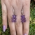 Aros ositos lilas de acrilico en Plata 925