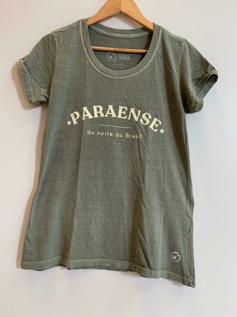 Camiseta babylong "Paraense" verde militar com gelo