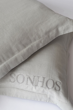 Kit 2 Fronhas | Bordadas Linho Cinza