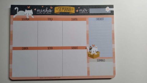 Bloco Planner Semanal Gatos