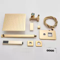Imagem do Chuveiro 30/30cm Dourado Monocomando Quente Frio Parede Luxo