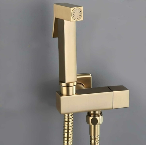 Ducha Higiênica Dourado Escovado Completa Banheiro Lavabo