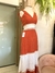 Vestido midi terracota em laise na internet