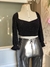 Cropped "MAÍSA" preto mangas bufantes lurex - APOÁ na internet