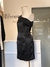 Vestido alfaiatado preto cetim ombro único - NINA MELANINA BRECHÓ