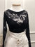Cropped preto tule estampado - comprar online