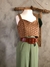 Cropped suede marrom esferas